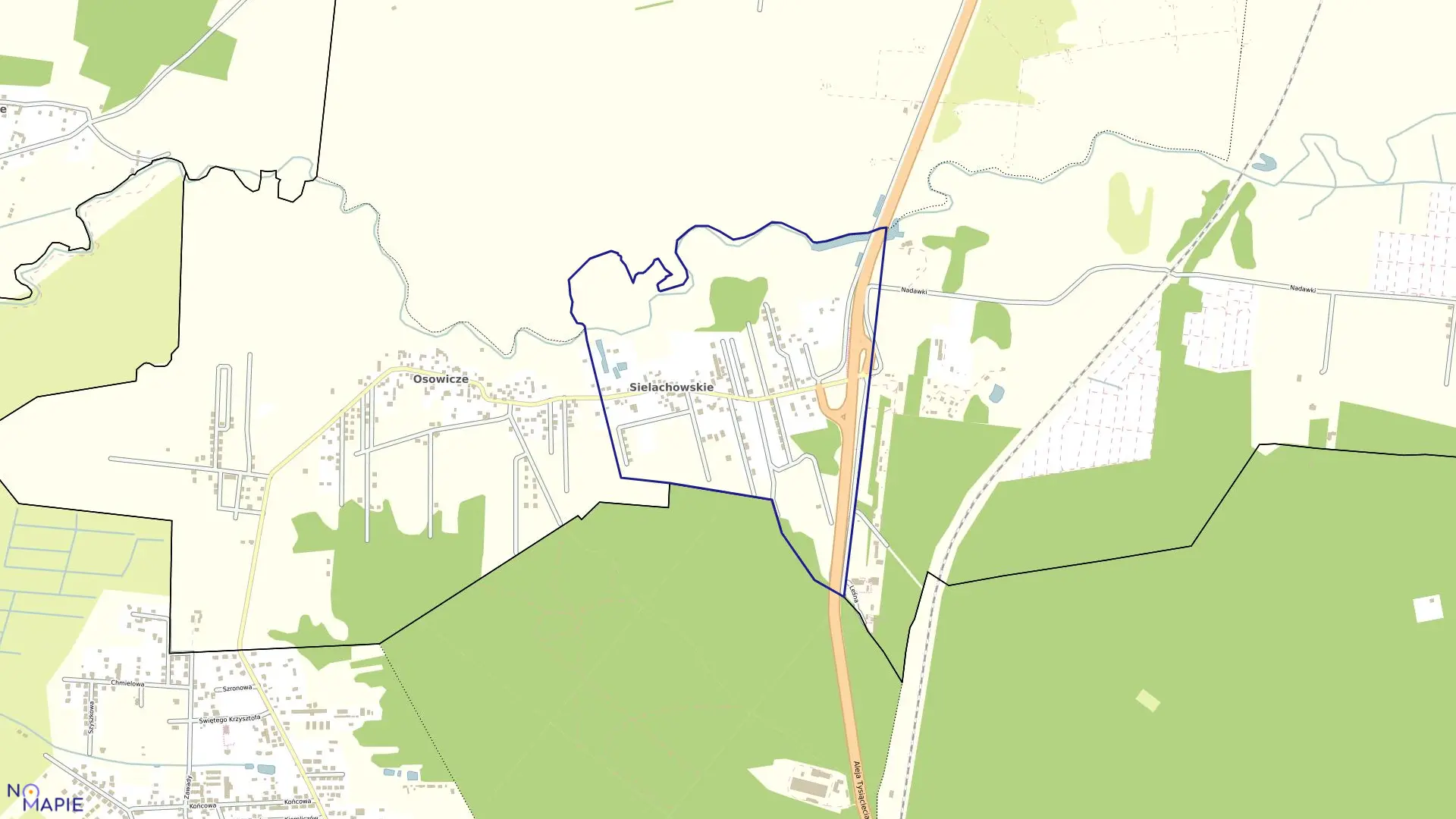 Mapa obrębu SIELACHOWSKIE w gminie Wasilków