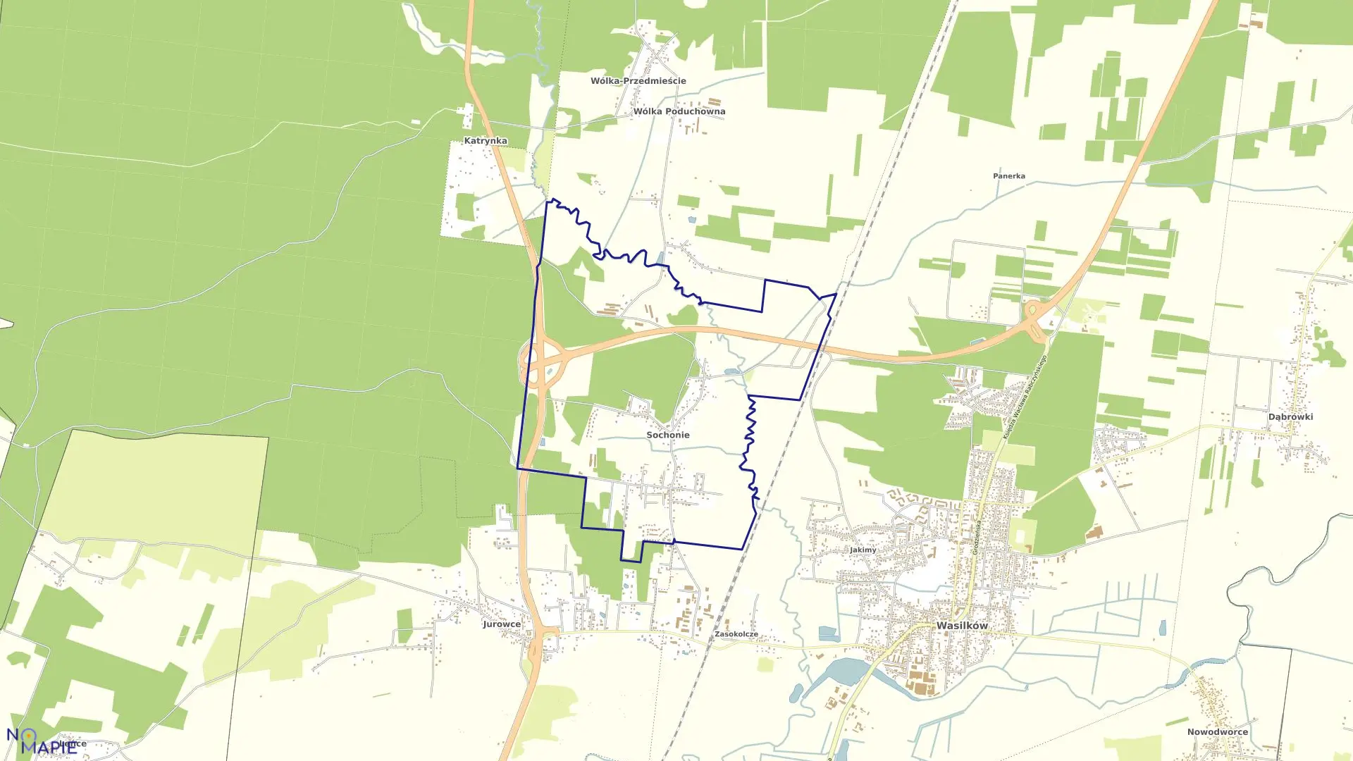 Mapa obrębu SOCHONIE w gminie Wasilków