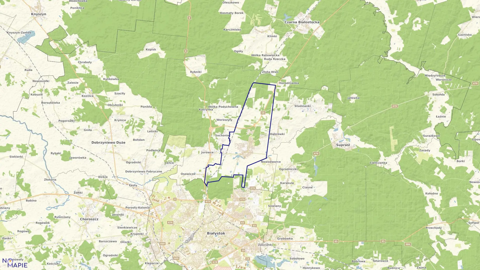 Mapa obrębu WASILKÓW w gminie Wasilków