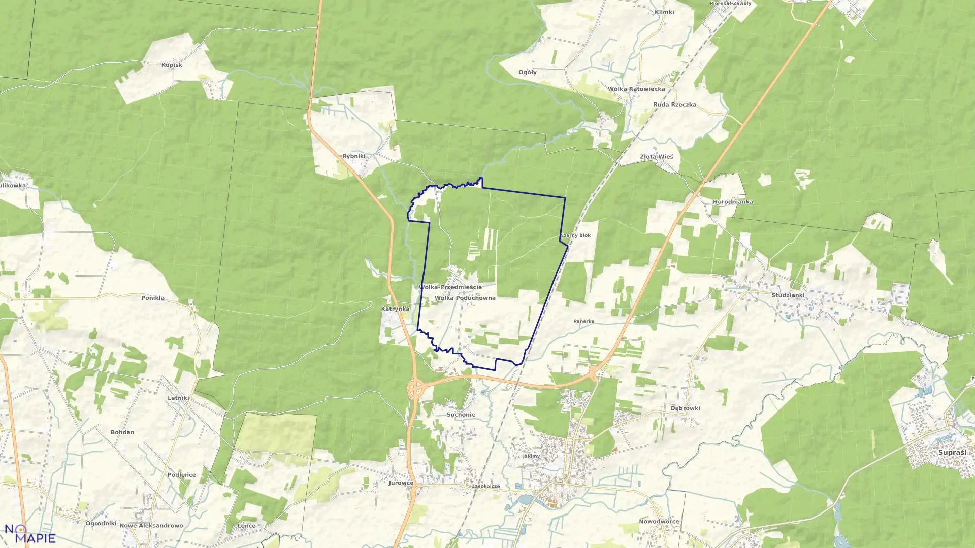 Mapa obrębu WÓLKA PRZEDMIEŚCIE w gminie Wasilków